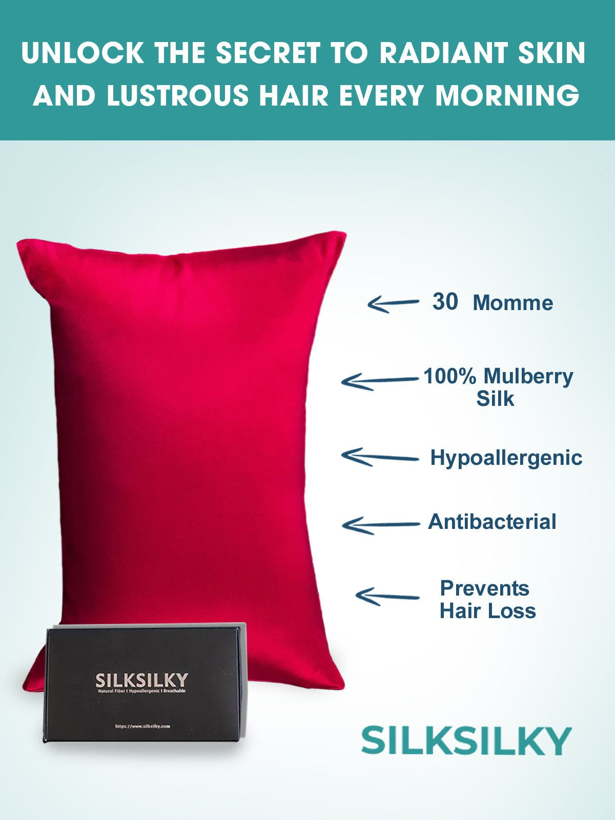 SilkSilky-FR 30Momme Pure Soie Pillowcase RougeVineux 003