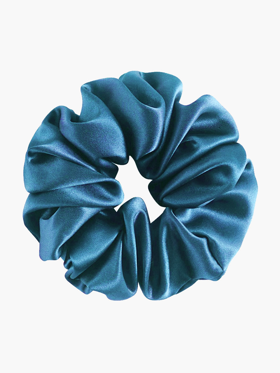 SilkSilky-FR 19Momme Pure Soie Scrunchie BleuRoyal 003