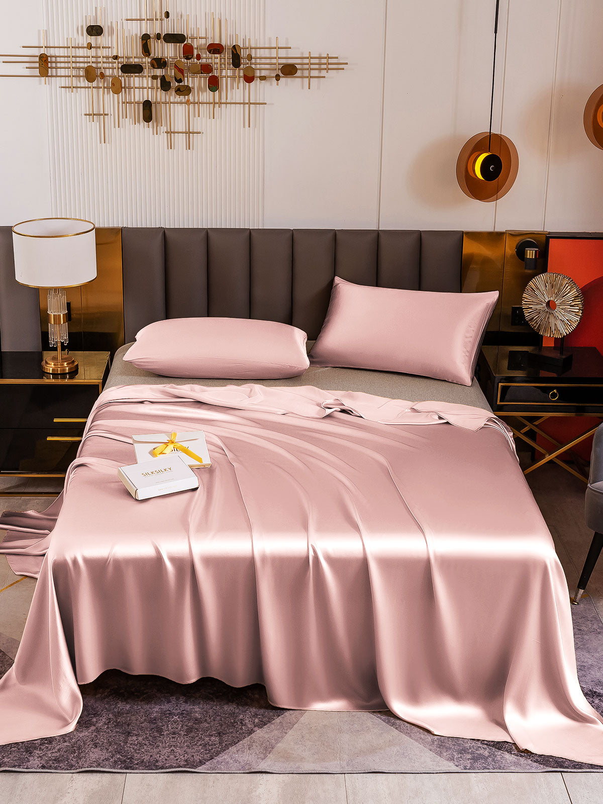 [Mauve Pâle] SilkSilky-FR 19Momme Pure Soie Bedding Set 002