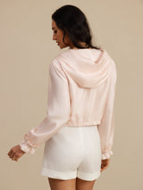 [Rose] SilkSilky-FR 18Momme Manches longues Col Haut Femme Manteaux 002