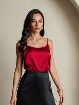 [Rouge Vineux] SilkSilky-FR Spaghetti Strap Top À Fines Brides 004