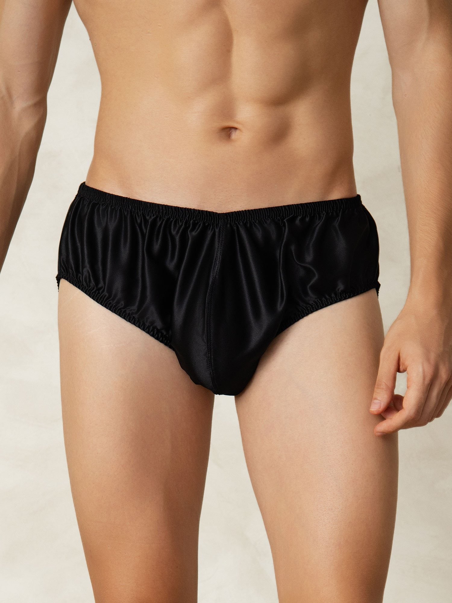 [Noir] SilkSilky-FR Soie Mens Underwear 001