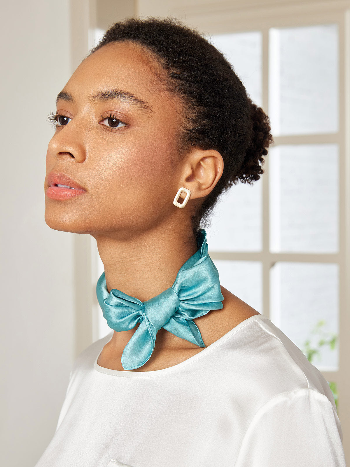 [Bleu Royal] SilkSilky-FR Pure Soie Scarf 001