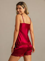 [Rouge Vineux] SilkSilky-FR Fines Brides V Neck Ensemble Camisole 002