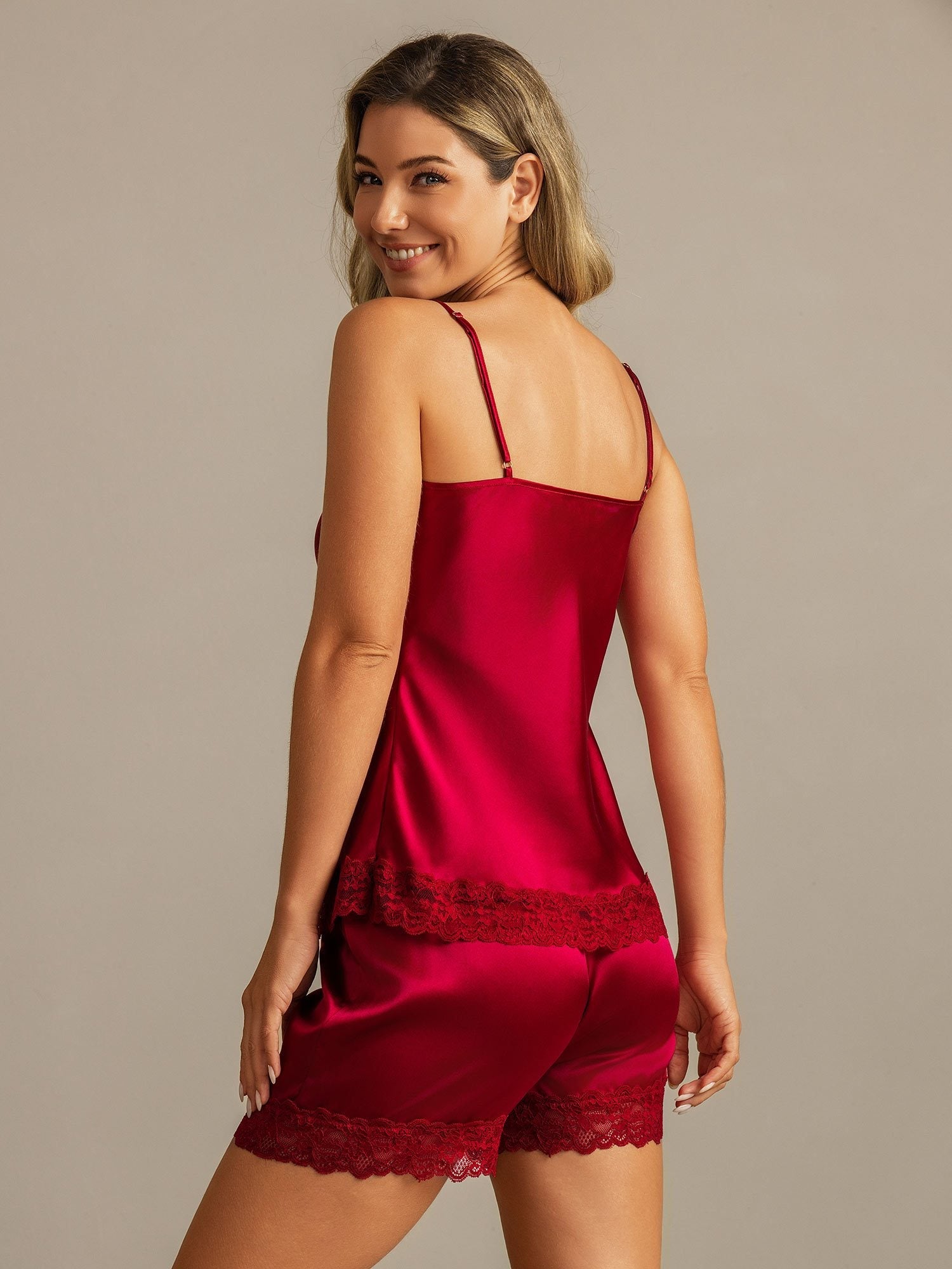 [Rouge Vineux] SilkSilky-FR Sleeveless V Neck Ensemble Camisole 002