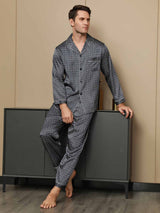 [Ginkgo Marine] SilkSilky-FR 19Momme Manches longues Homme Pyjamas 001