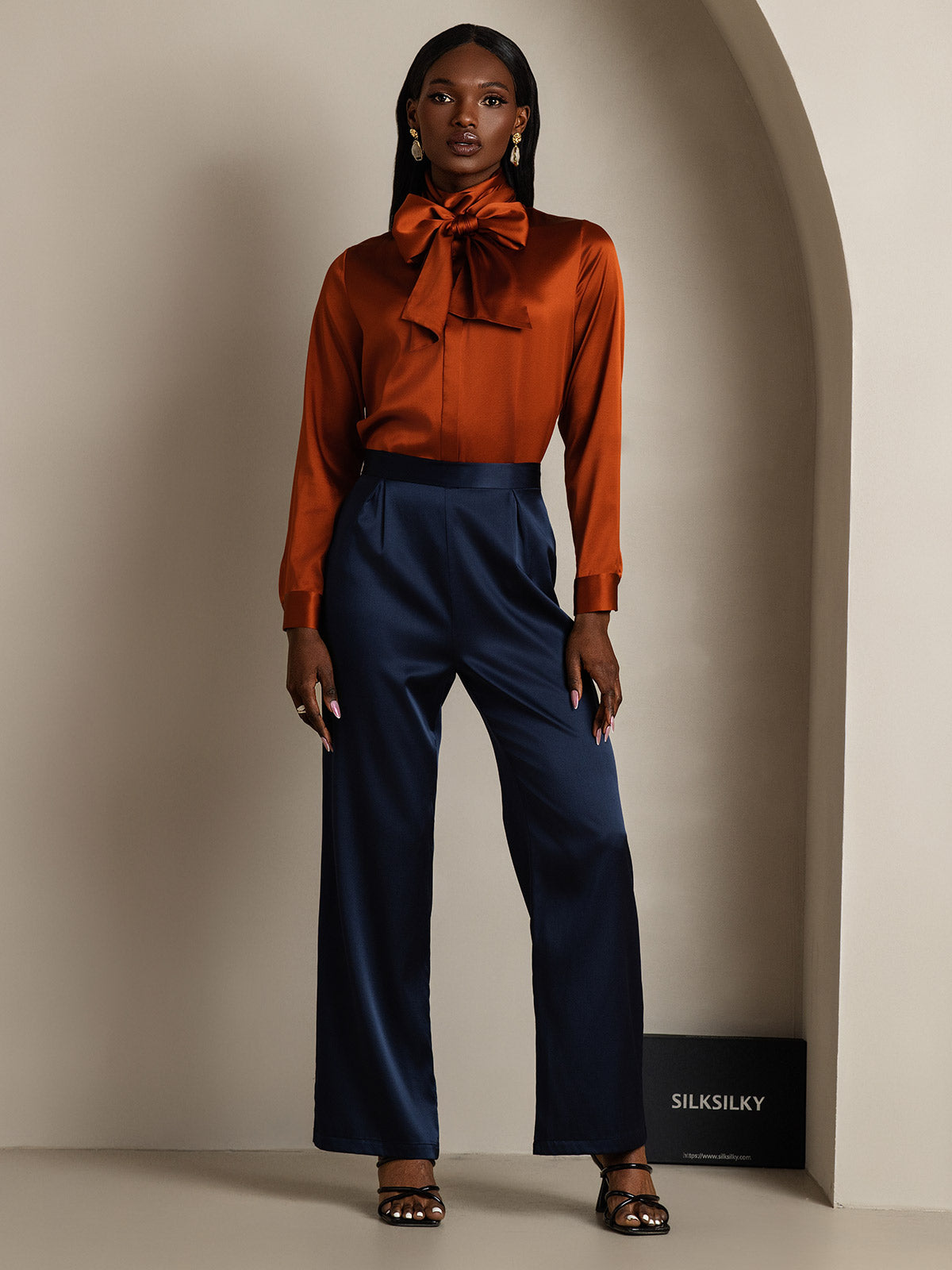 [Caramel] SilkSilky-FR 19Momme Soie Womens Shirt 008