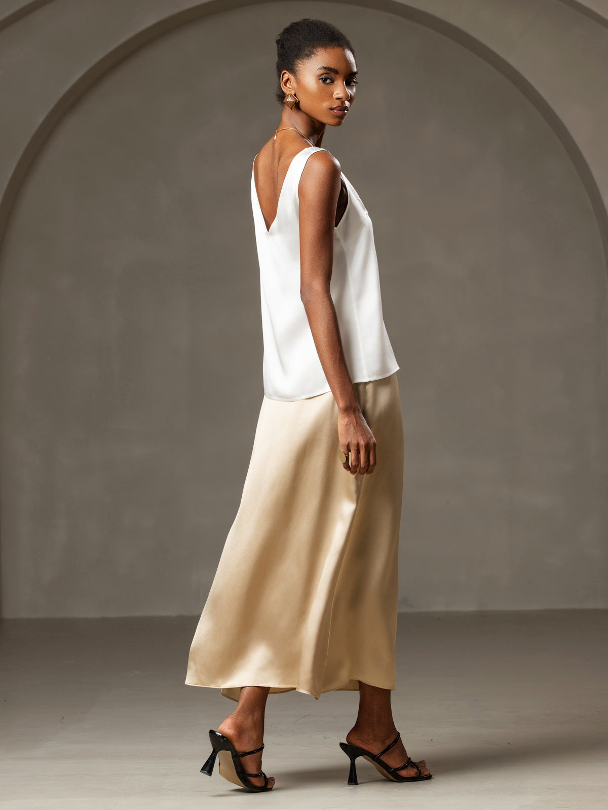 [Blanc] SilkSilky-FR 19Momme Soie Camisoles 002