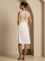 [Blanc] SilkSilky-FR Sleeveless Illusion Neck Robes 002