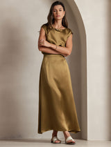 [Brun] SilkSilky-FR Cap Sleeve Round Neck Femme T-Shirt 007