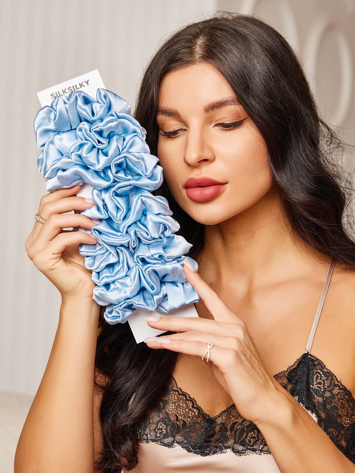 [Bleu Ciel] SilkSilky-FR 19Momme Pure Soie Scrunchie 001