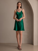 [Vert Foncé] SilkSilky-FR Sleeveless V Neck Robes 001