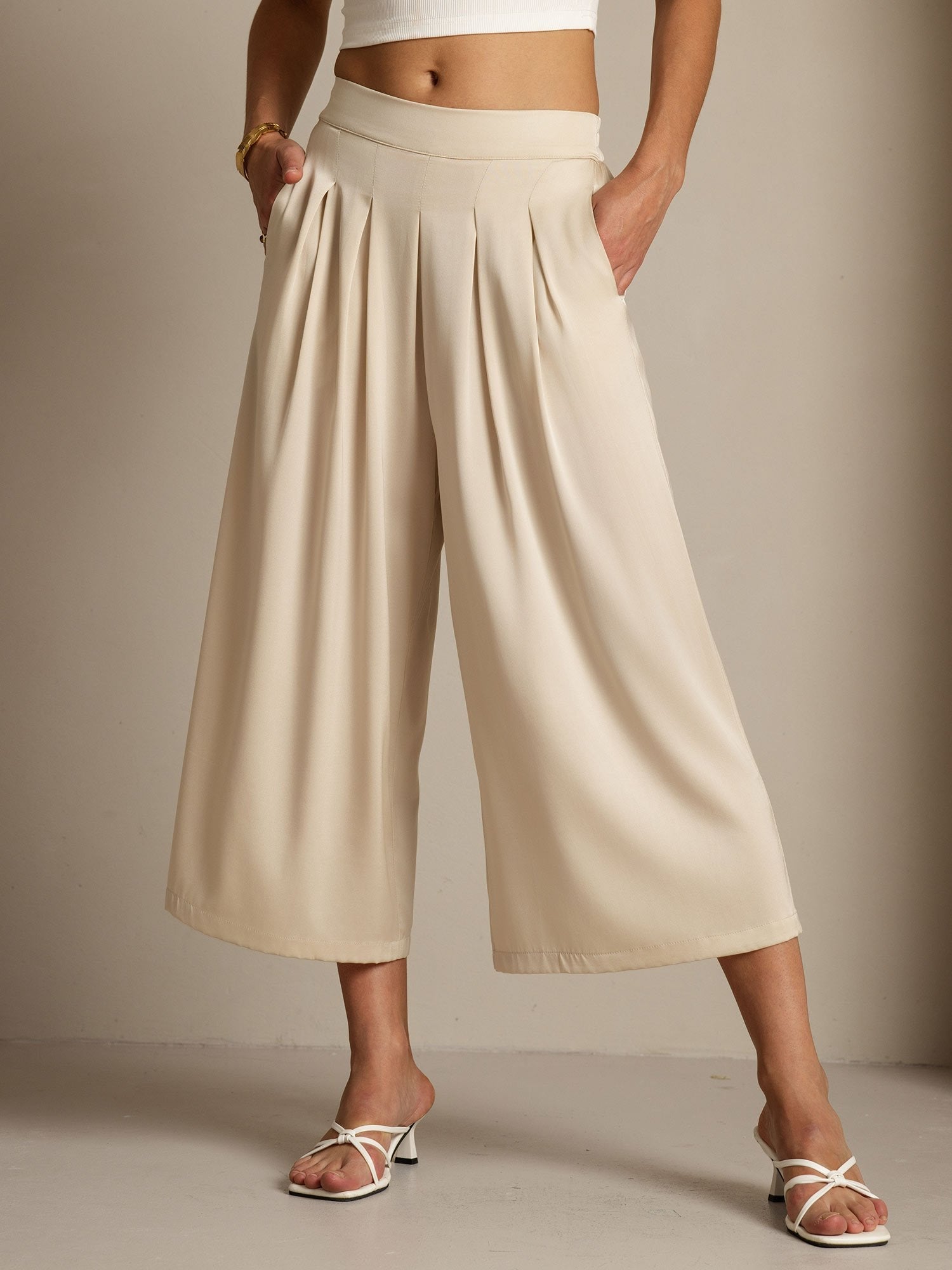 [Beige] SilkSilky-FR 19Momme Soie Womens Pants 001