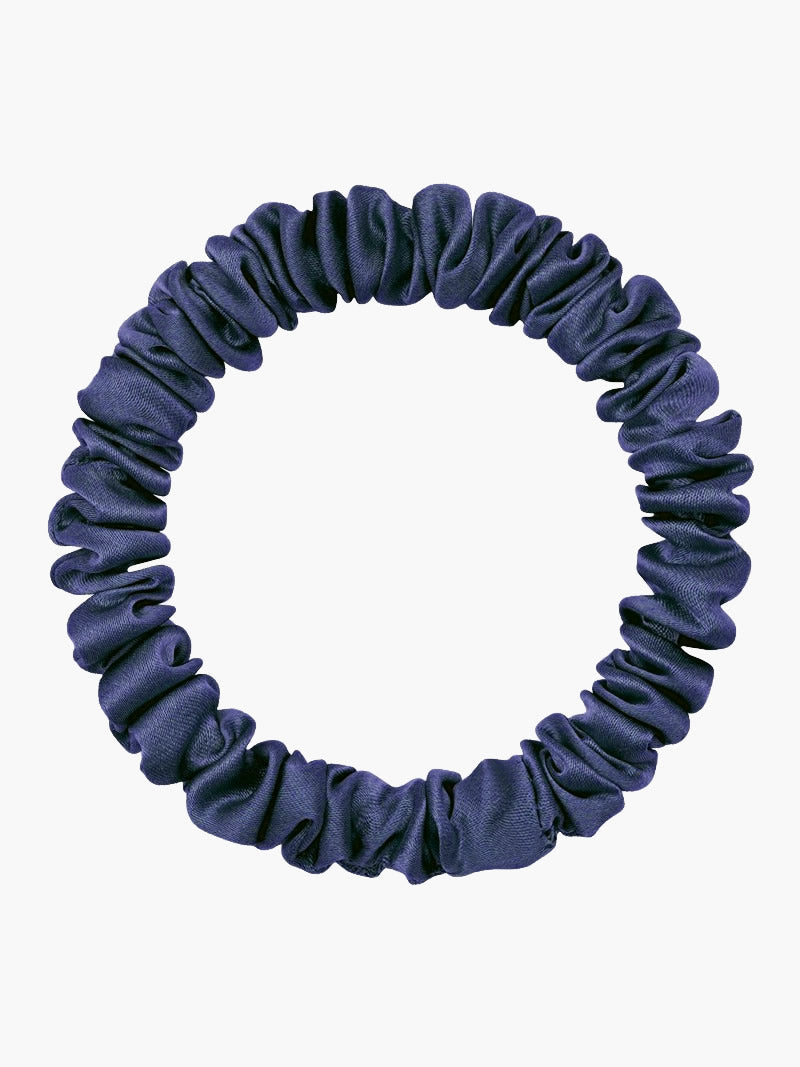 SilkSilky-FR 19Momme Pure Soie Scrunchie BleuFoncé 004