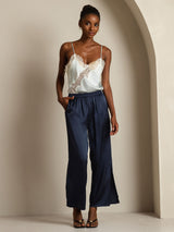 [Bleu Clair] SilkSilky-FR Spaghetti Strap V Neck Top À Fines Brides 009