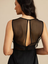 [Noir] SilkSilky-FR Sleeveless Illusion Neck Robes 006
