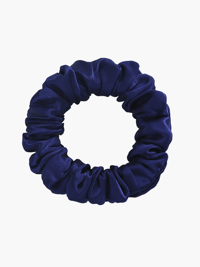 SilkSilky FR 19Momme Pure Soie Scrunchie Bleu 008