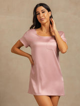 [Peau De Pêche] SilkSilky-FR 19Momme Manches courtes Col Rond Chemises de nuit 007