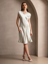 [Vert Clair] SilkSilky-FR Cap Sleeve V Neck Chemises de nuit 006