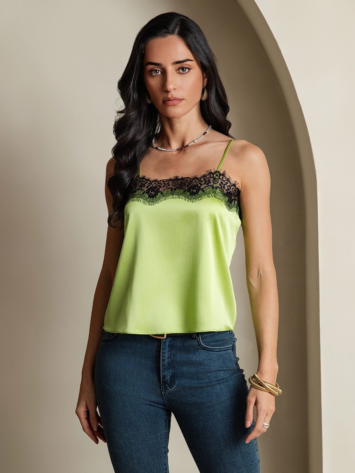 SilkSilky-FR 19Momme Soie Camisoles VertMenthe 001