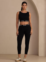 [Noir] SilkSilky-FR Sleeveless Crew Neck Women's Outfit Sets 001