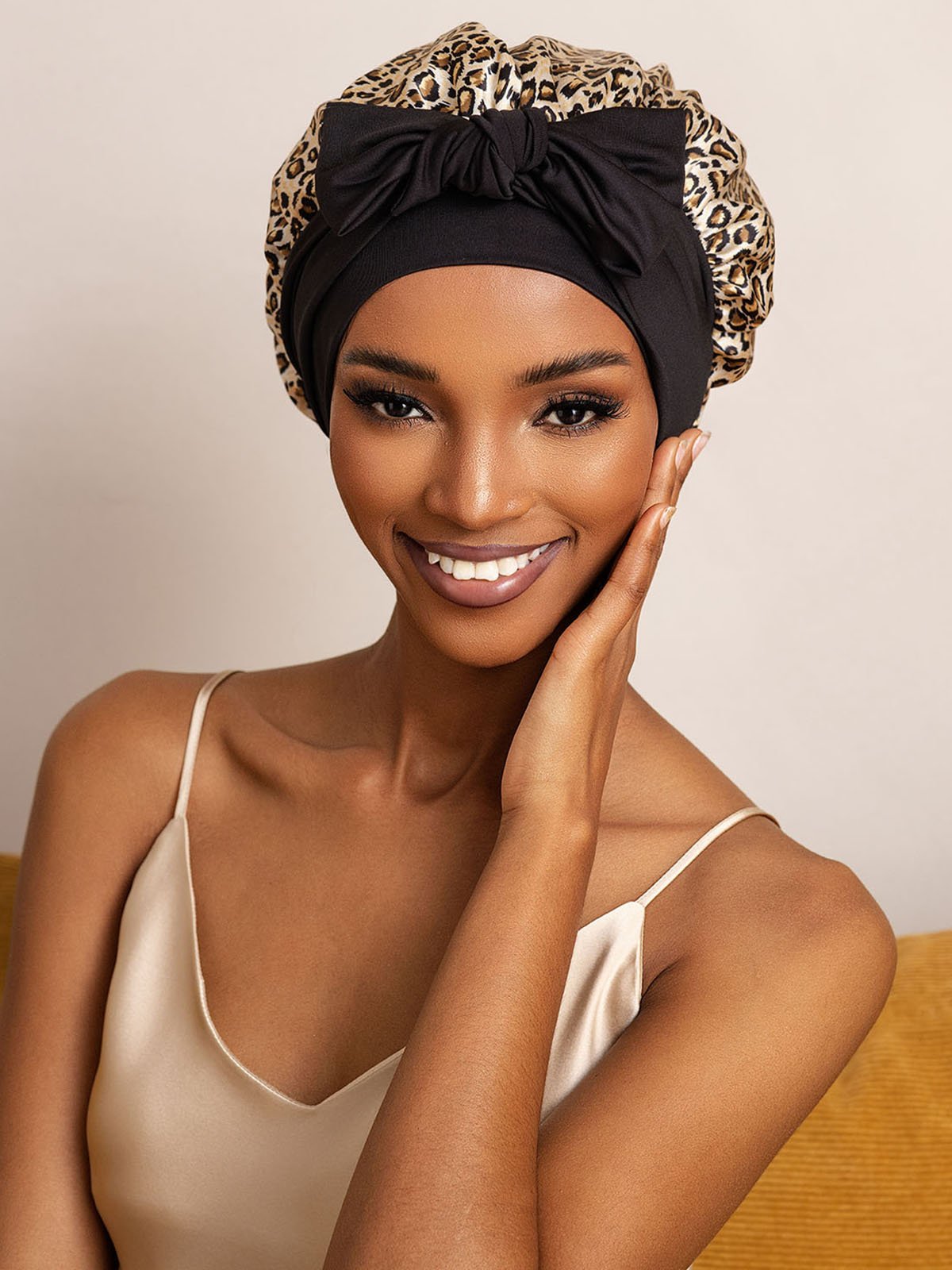 SilkSilky-FR Soie Sleep Cap Leopard 001