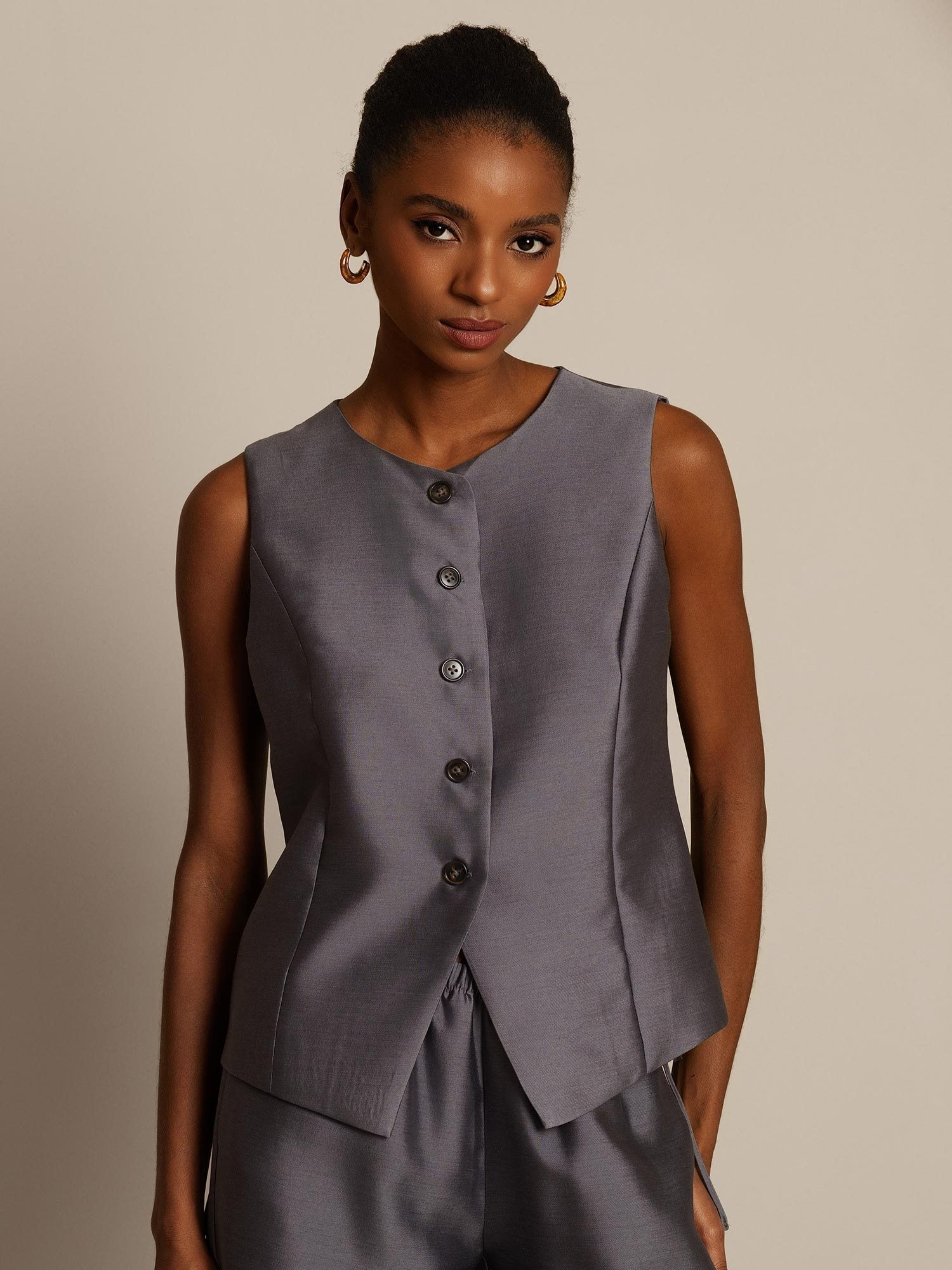 [Gris] SilkSilky-FR 32Momme Soie Womens Vest 003,