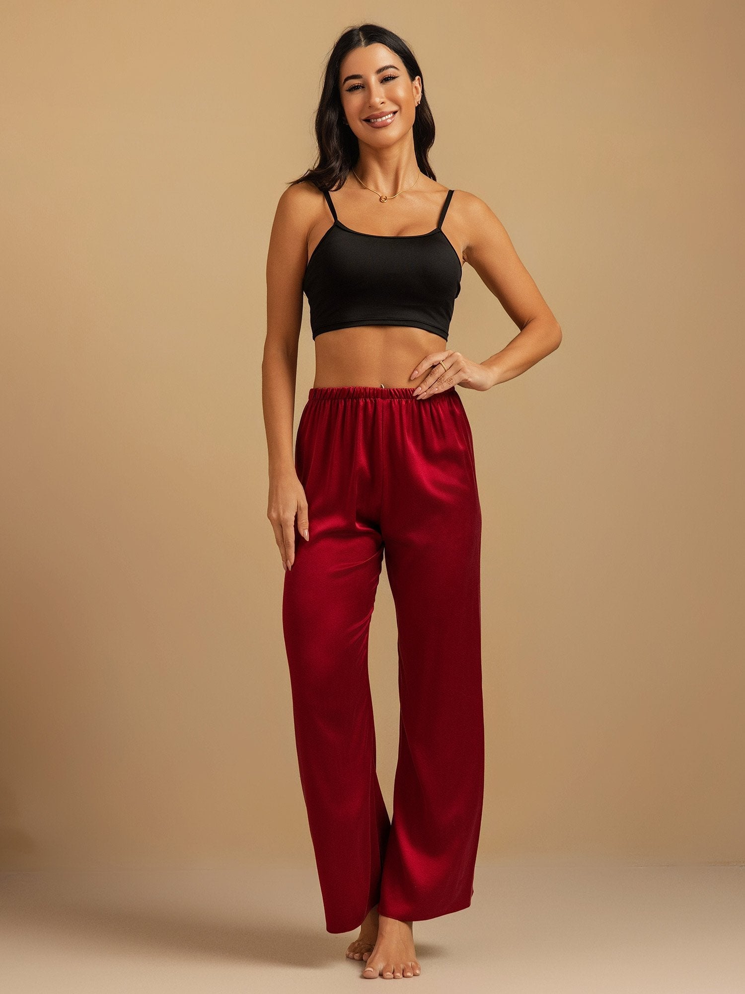 [Rouge Vineux] SilkSilky-FR 19Momme Soie Womens Sleep Bottoms 009,