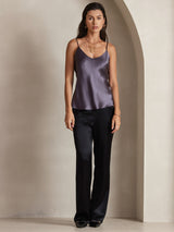 [Gris Pourpre] SilkSilky-FR Spaghetti Strap V Neck Top À Fines Brides 003