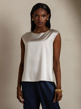 [Gris Clair] SilkSilky-FR Cap Sleeve Round Neck Femme T-Shirt 001