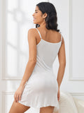 SilkSilky FR Silk Knitted Sleeveless Nightgown Blanc 002