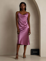 [Violet Foncé] SilkSilky-FR Spaghetti Strap Cowl Neck Top À Fines Brides 001