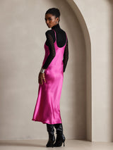 [Rose Rouge] SilkSilky-FR Sleeveless V Neck Robes 002