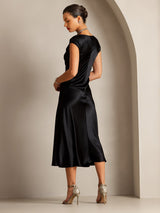 [Noir] SilkSilky-FR Cap Sleeve Robes 002
