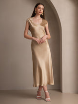 [Champagne] SilkSilky-FR Cap Sleeve Robes 001