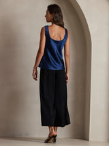 [Bleu Foncé] SilkSilky-FR Sleeveless Top À Fines Brides 002