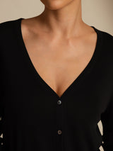[Noir] SilkSilky-FR Long Sleeve Cardigan Femme 005