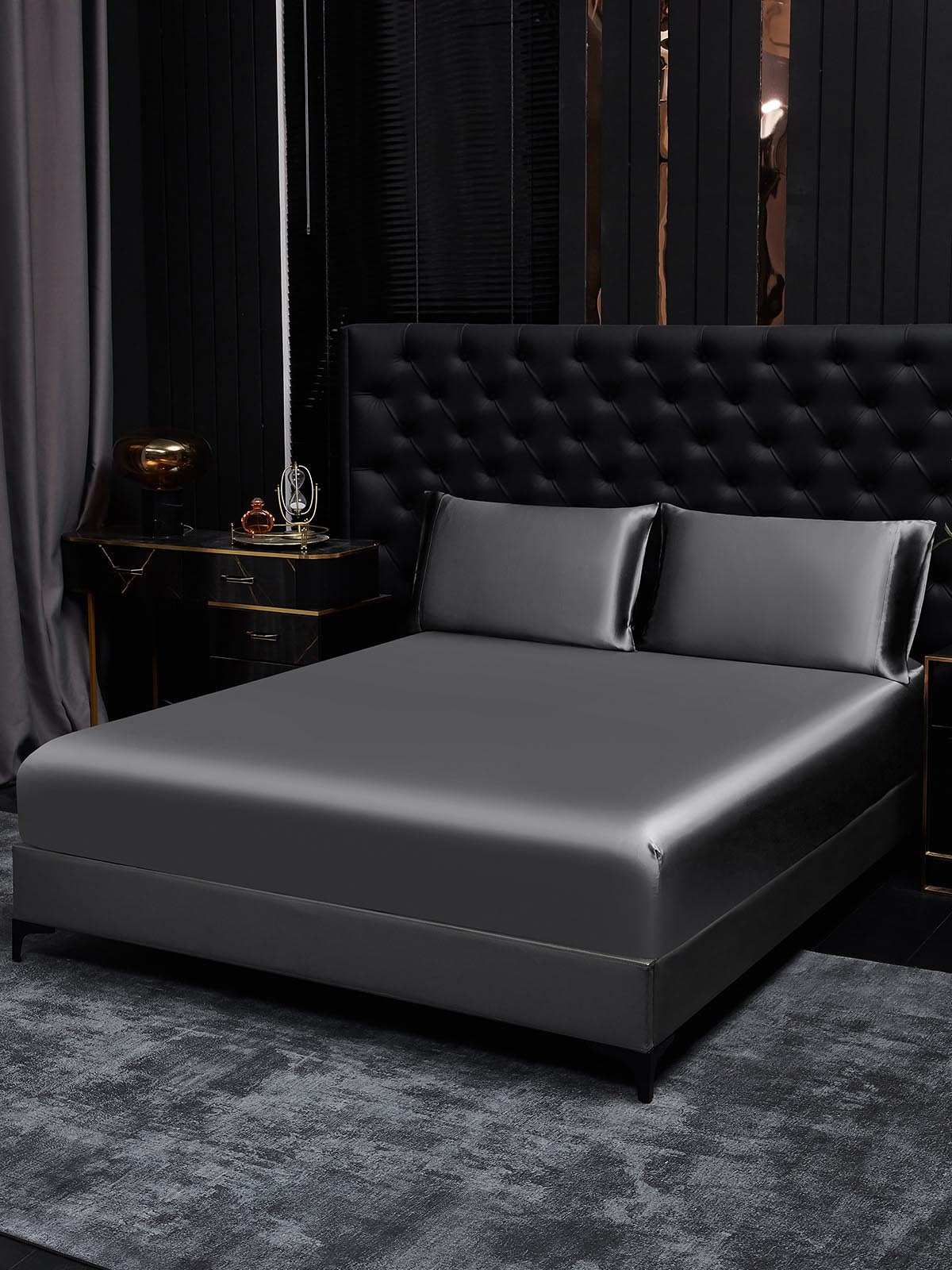 [Gris Foncé] SilkSilky-FR 19Momme Pure Soie Bedding Set 001