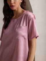 [Mauve Pâle] SilkSilky-FR Manches courtes Col Rond Femme Pyjamas 009
