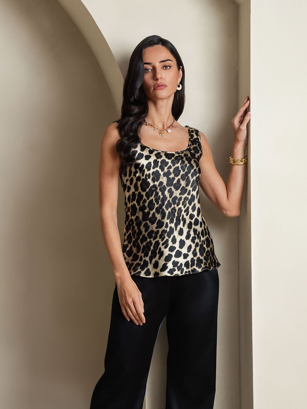 [Leopard] SilkSilky-FR 19Momme Soie Camisoles 005