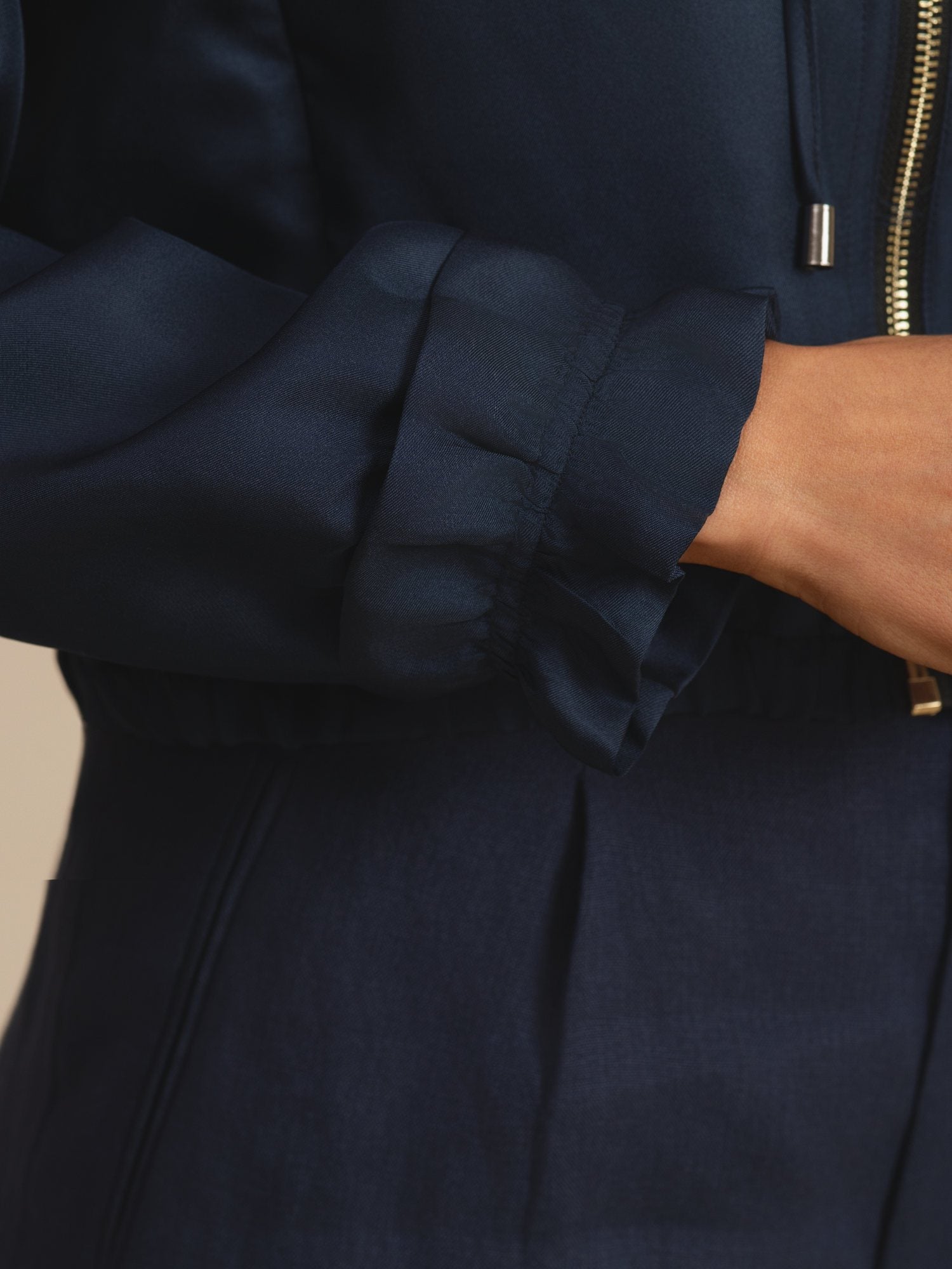 [BleuFoncé] SilkSilky-FR 18Momme Manches longues Col Haut Femme Manteaux 007