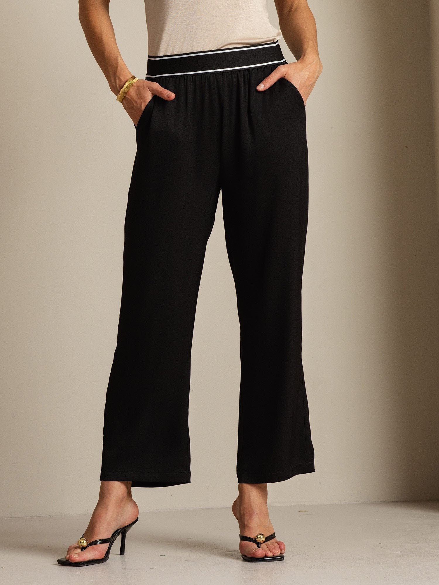 [Noir] SilkSilky-FR 22Momme Soie Womens Pants 009