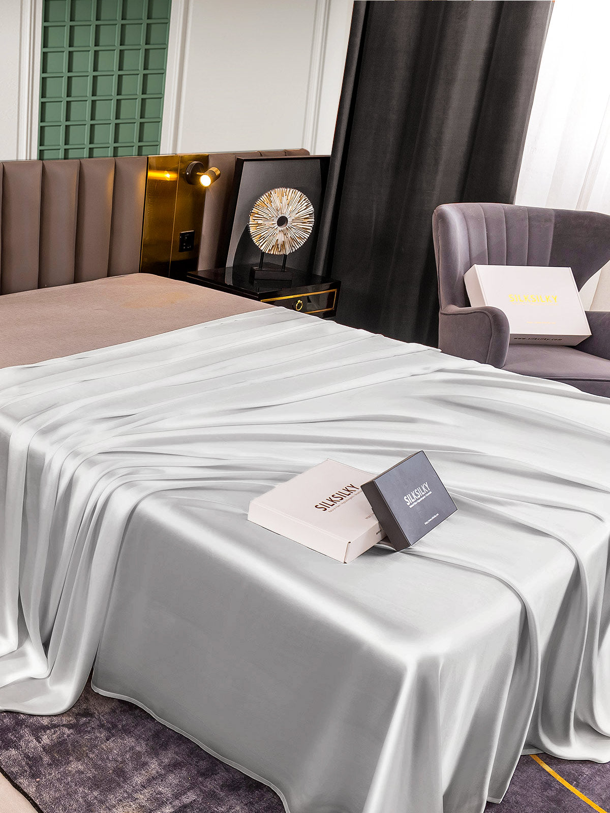 [Argent] SilkSilky-FR 25Momme Pure Soie Sheet 003