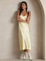 [Jaune Clair] SilkSilky-FR Sleeveless V Neck Chemises de nuit 006