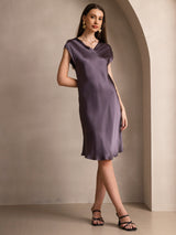 [Gris Pourpre] SilkSilky-FR Cap Sleeve V Neck Chemises de nuit 001