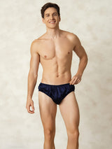 [BleuFoncé] SilkSilky-FR Soie Mens Underwear 004