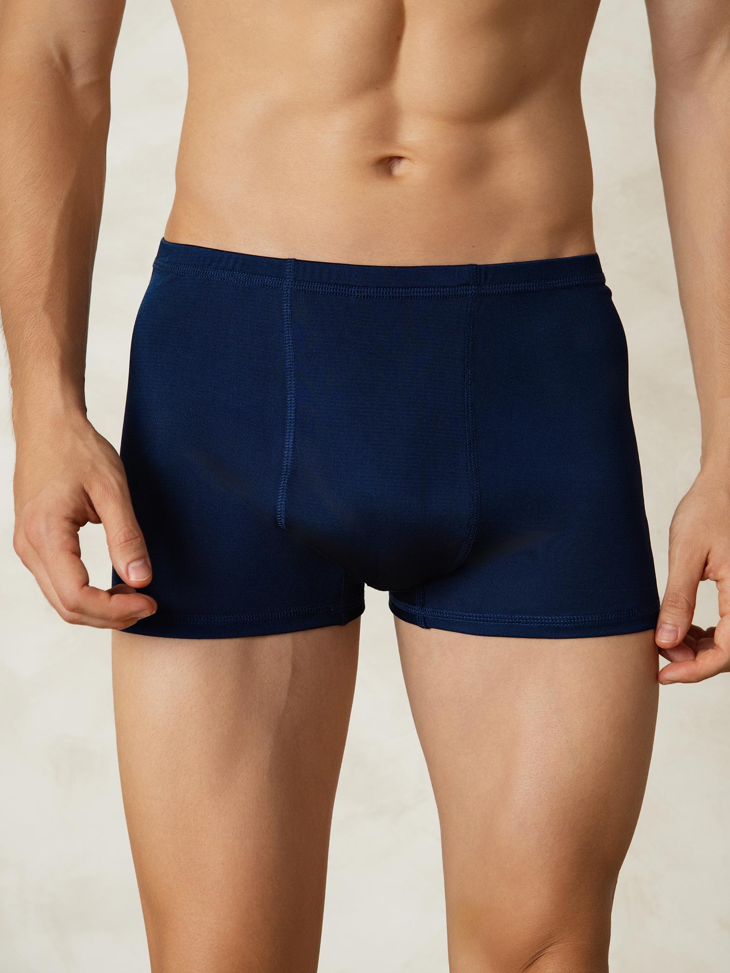 [Bleu Foncé] SilkSilky-FR Soie Tricotée Mens Underwear 001