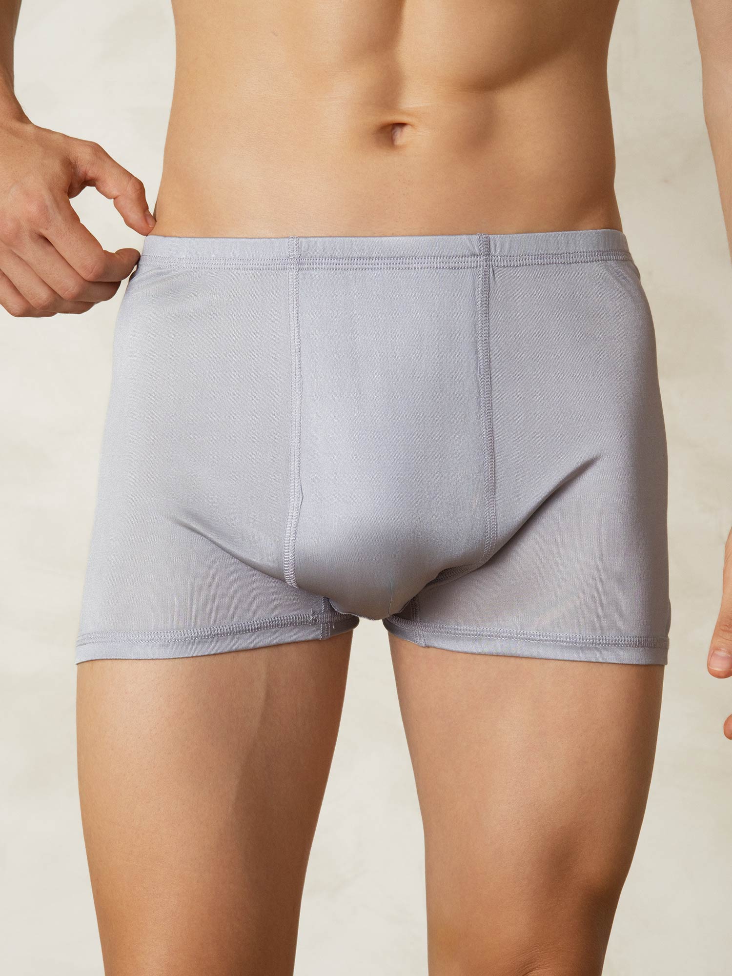 [Gris] SilkSilky-FR Soie Tricotée Mens Underwear 001