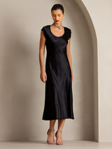 [Noir] SilkSilky-FR Cap Sleeve Robes 007