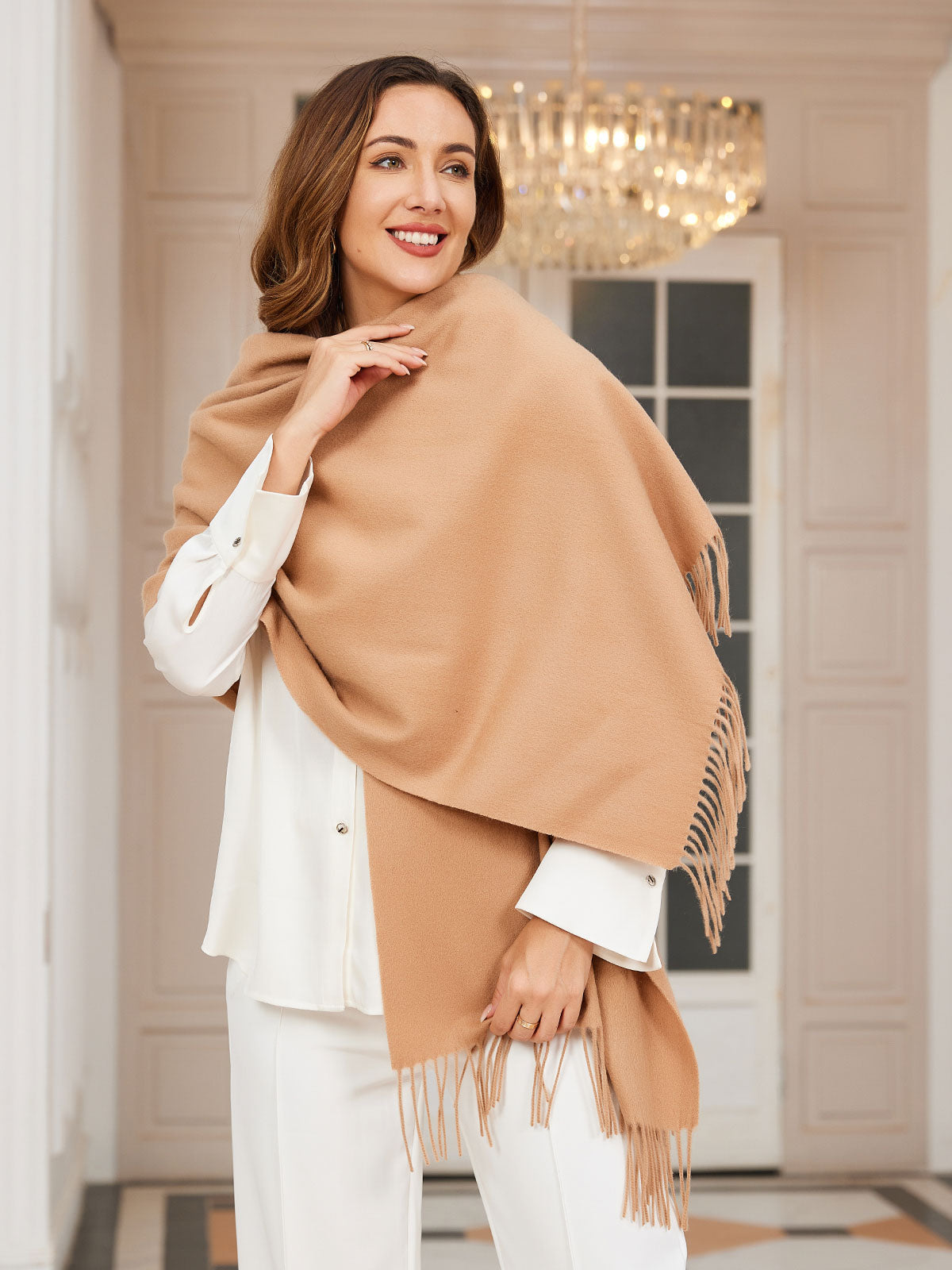 [Tan] SilkSilky-FR Laine Scarf 001